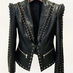 Black Lace-Up Women's Jacket
